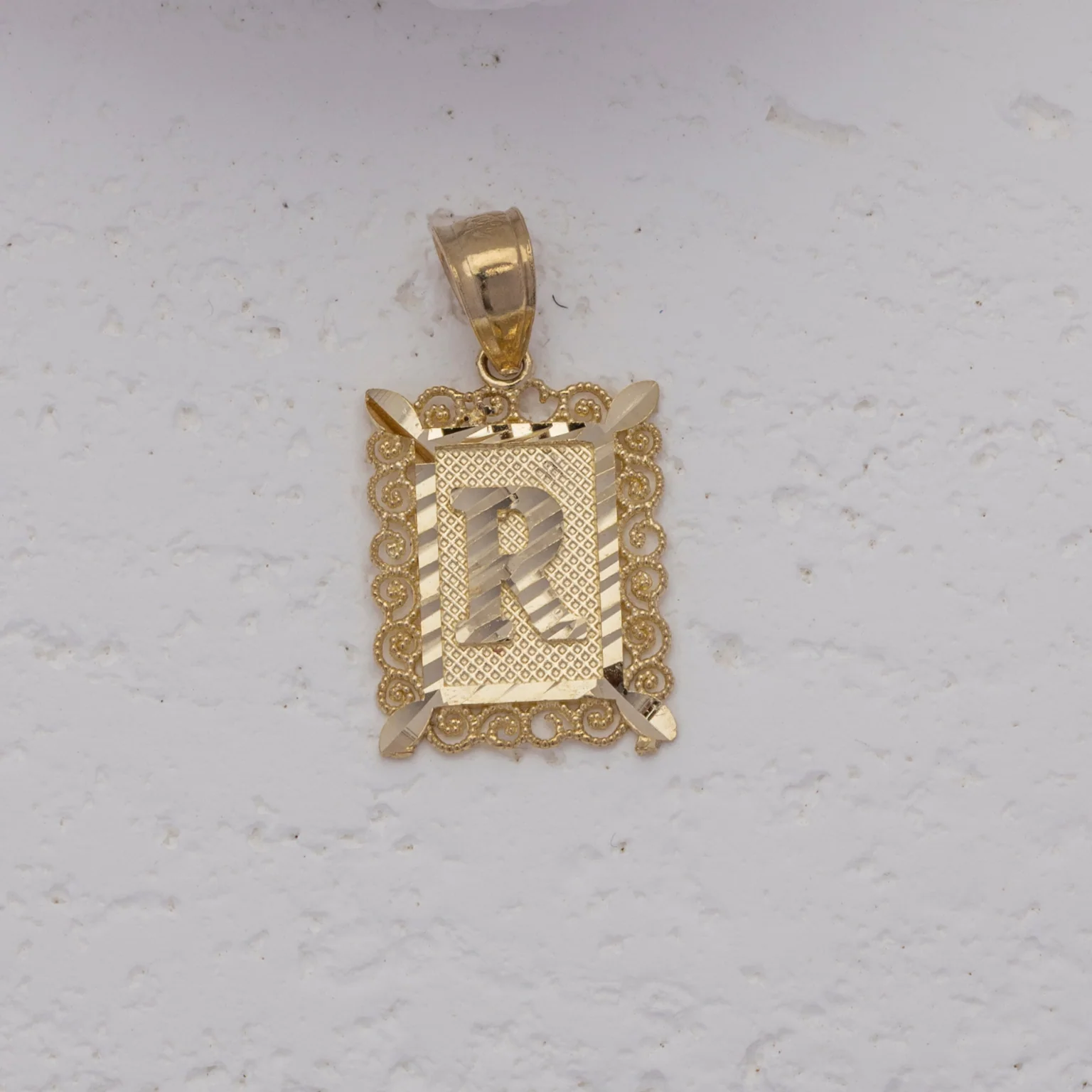 10k Gold Square Initial Pendant – Classic Elegance - Image 3