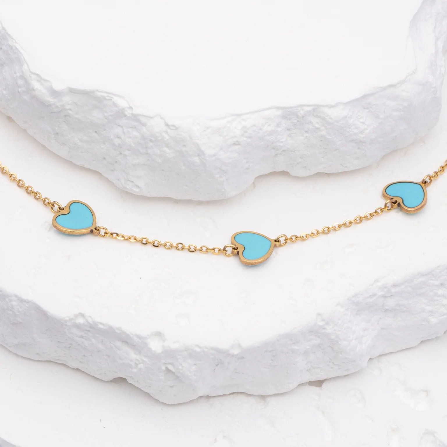 14k Blue Hearts Bracelet - Fresh Elegance - Image 3