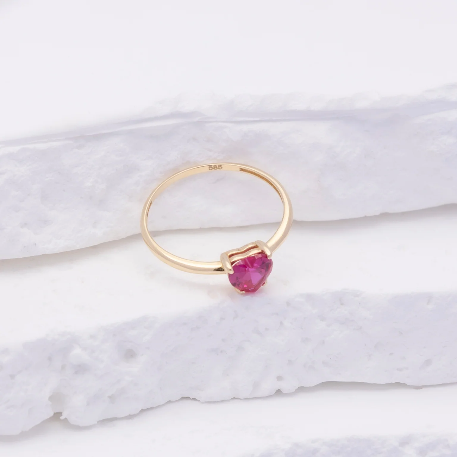 14k Crystal Heart Ring - Bold Love - Image 3