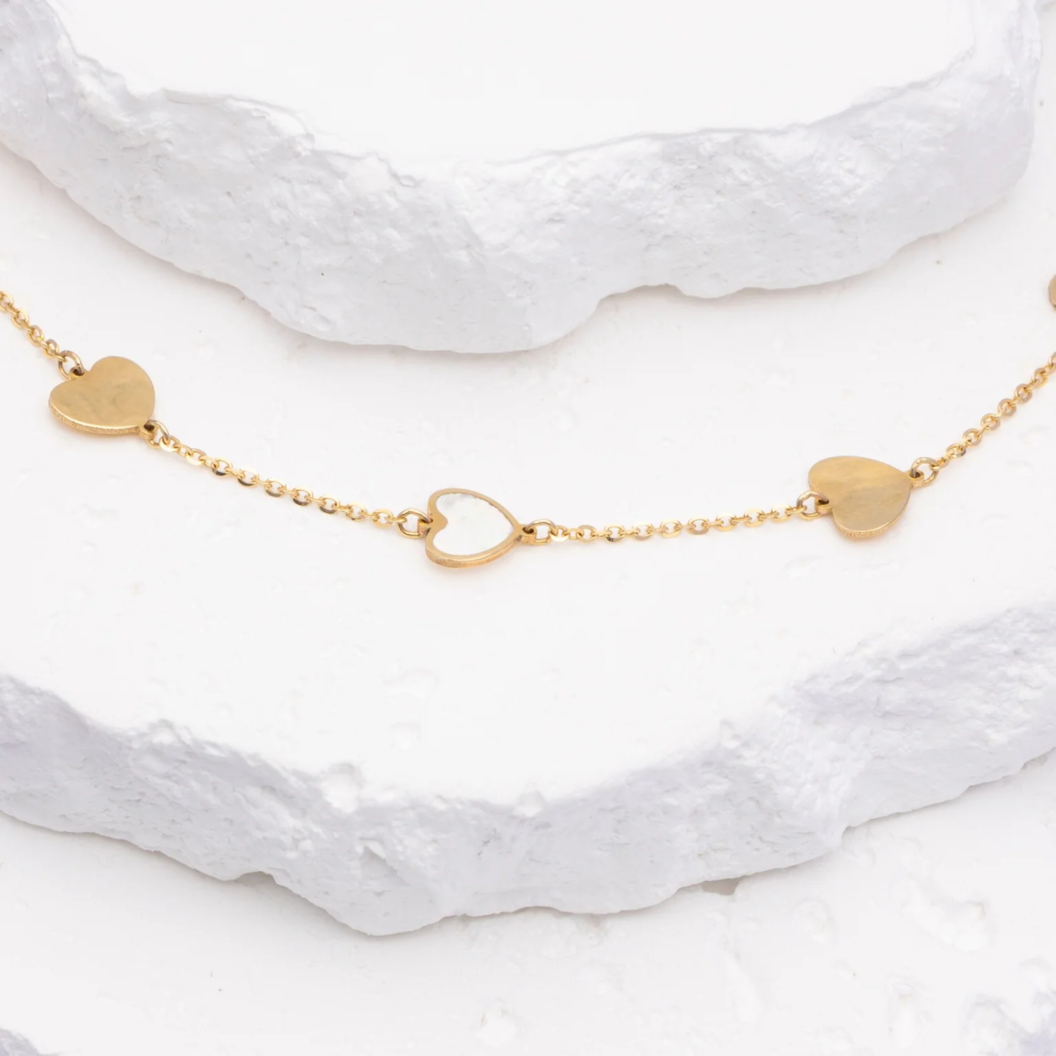 14k White Hearts Bracelet - Pure Love - Image 3