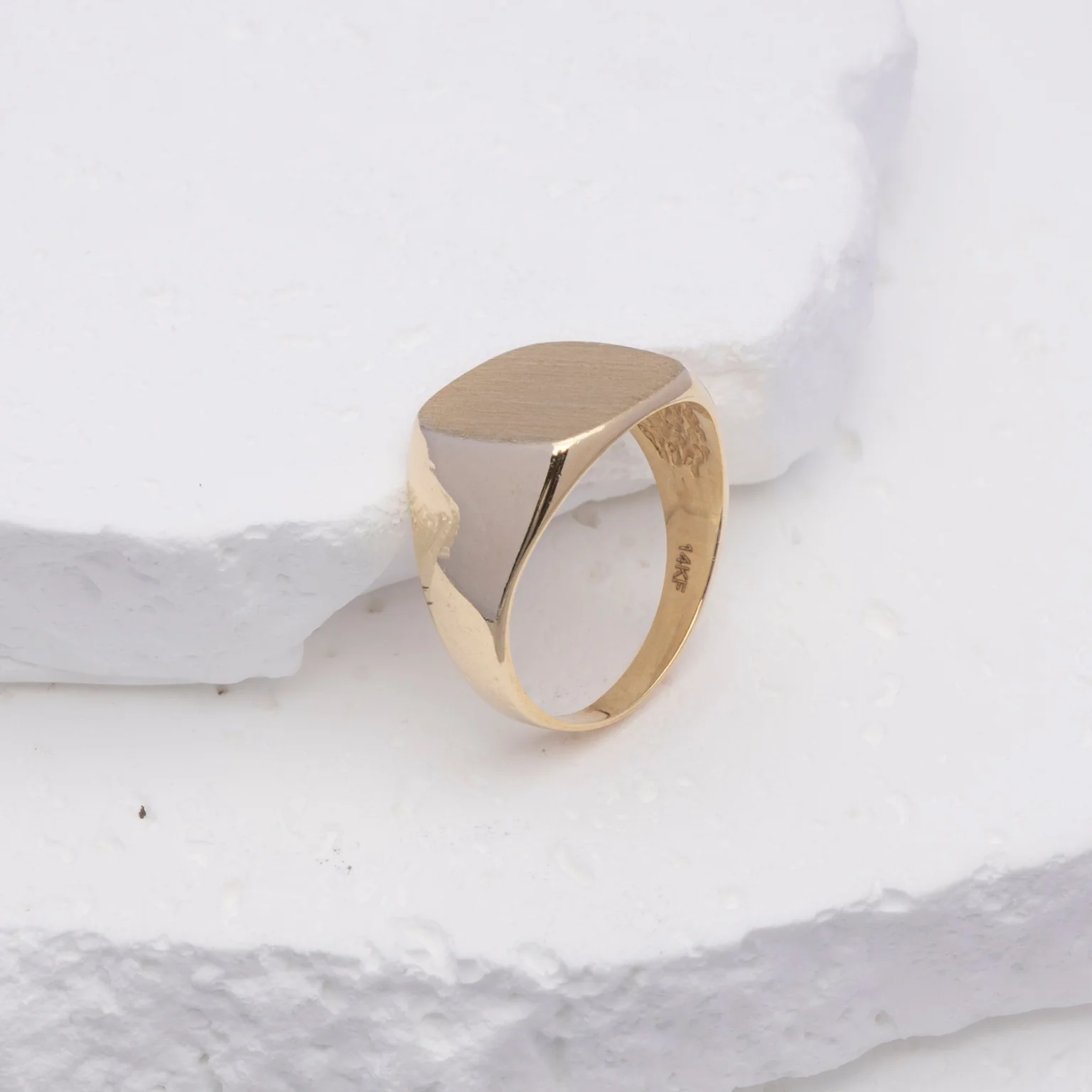 14k Square Flat Ring - Bold Simplicity - Image 3