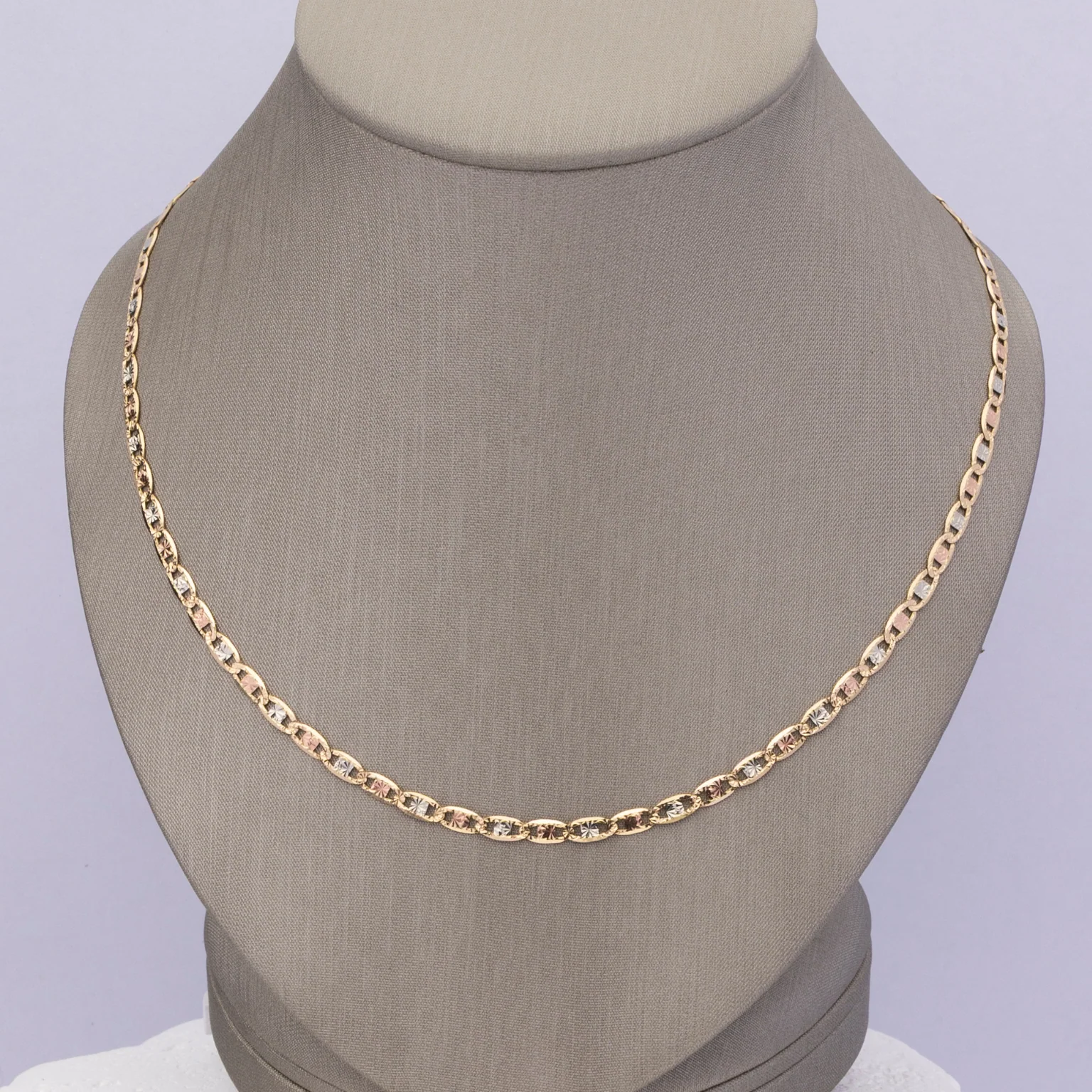 14k Thin Tri-Color Gold Chain – Elegant Piece - Image 5