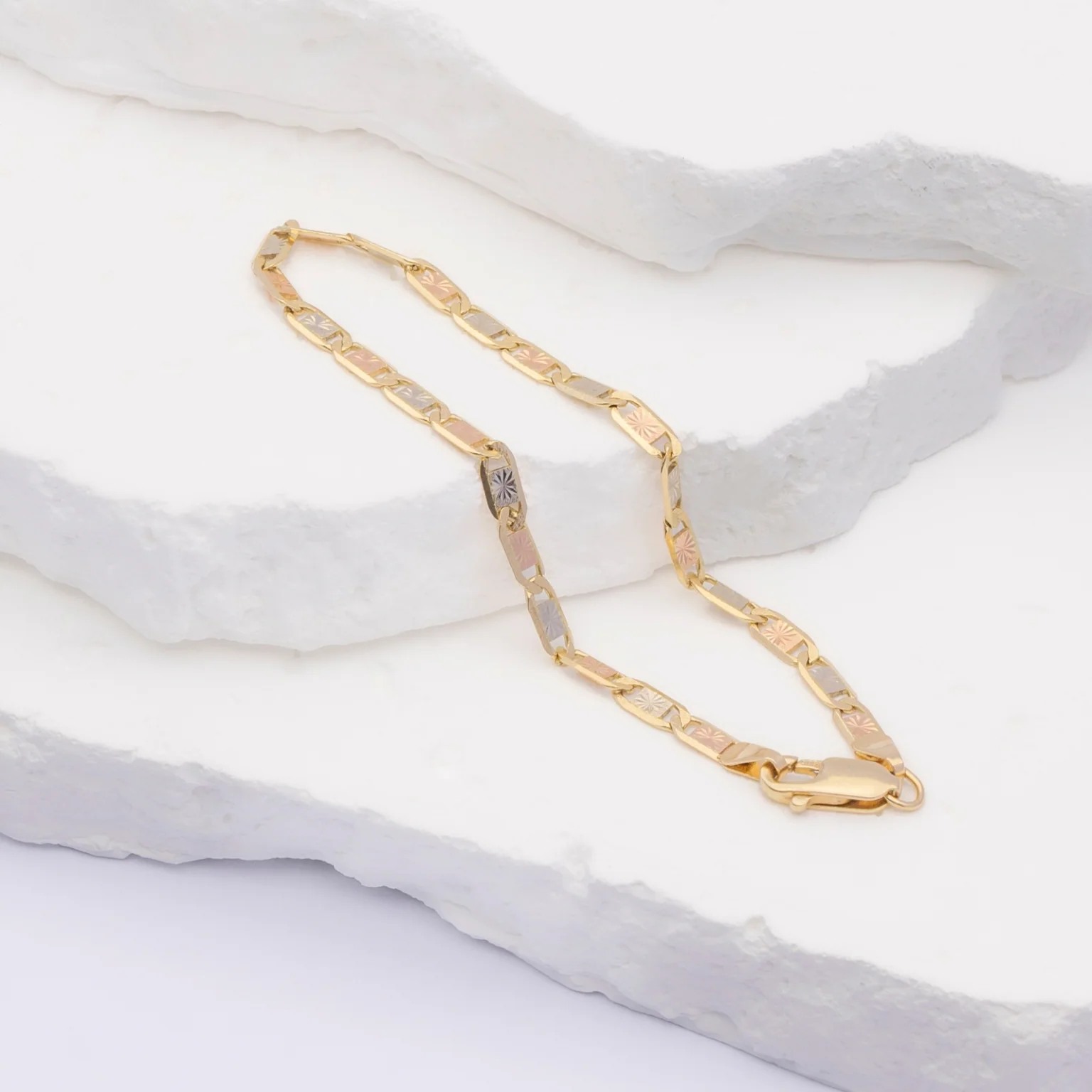 14k Thin Tri-Color Gold Chain – Elegant Piece - Image 6