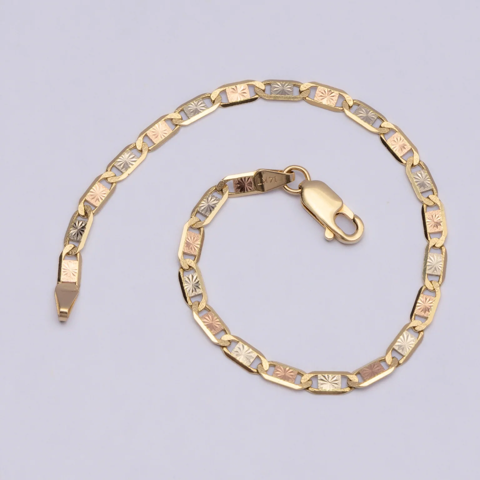 14k Thin Tri-Color Gold Chain – Elegant Piece - Image 8