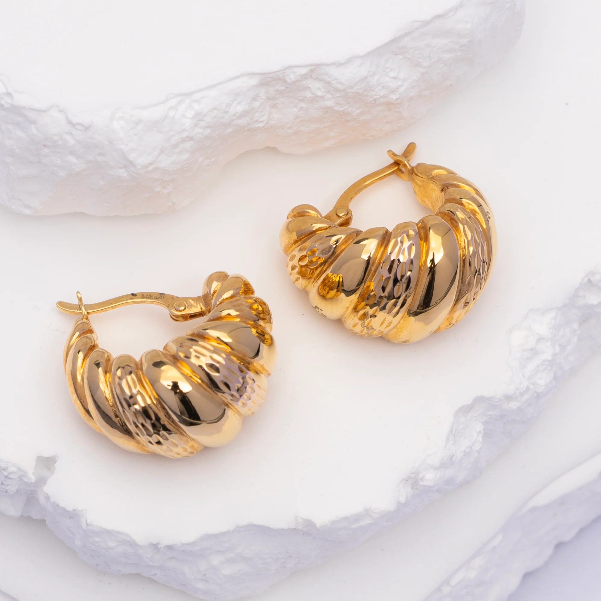 14k Hoop Earrings - Sea Shell - Image 4