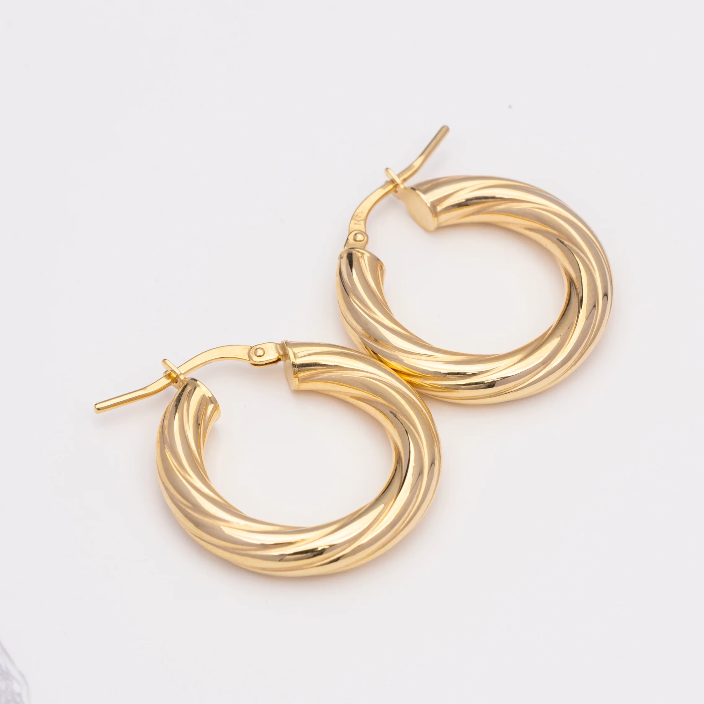 14k Textured Hoop Earrings - Touch of Style - Image 3